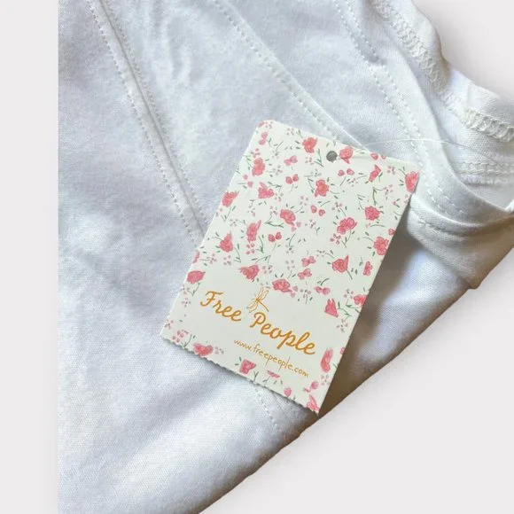Free People Size L NEW White Flutter Sleeve Fleur Scoop Tank - Picture 5 of 11